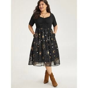 Plus Size 30 6X BloomChic Moon & Star Graphic Comfy Dress with Pockets